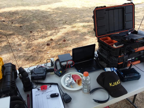 ARES/GARS member Michael Maddalena (KJ6KIZ) providing emergency com support to the Weaverville Red Cross shelter.