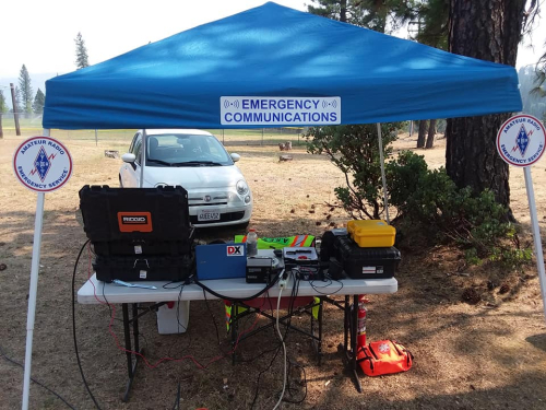 ARES/GARS member Michael Maddalena (KJ6KIZ) providing emergency com support to the Weaverville Red Cross shelter.